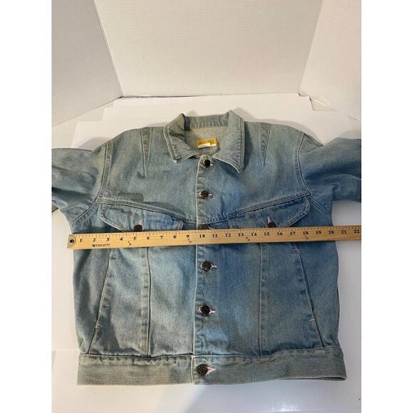 Vintage Uniform Blues Classic 70's Light Wash Denim Jacket Pink Stitching Womens - Picture 5 of 9